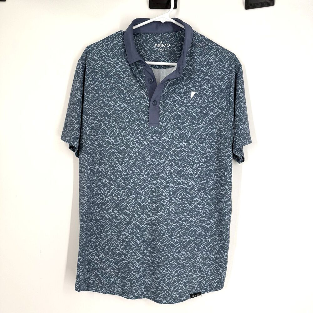 Primo Shirt Golf Polo Blue Performance Stretch Short Sleeve Preppy Men M
